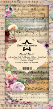 Paper Favourites - Designpapier "Floral Music " Slim Paper Pack 3x8 Inch - 24 Bogen