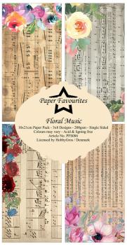 Paper Favourites - Designpapier "Floral Music " Slim Paper Pack 3x8 Inch - 24 Bogen