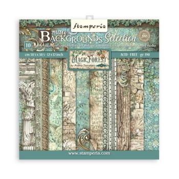 Stamperia - Designpapier "Magic Forest Maxi Background" Paper Pack 12x12 Inch - 10 Bogen