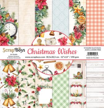 ScrapBoys - Designpapier "Christmas Wishes" Paper Pack 12x12 Inch - 12 Bogen