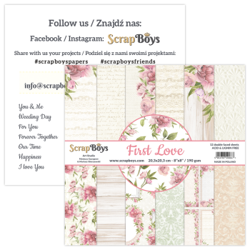 ScrapBoys - Designpapier "First Love" Paper Pack 8x8 Inch - 12 Bogen