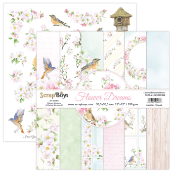 ScrapBoys - Designpapier "Flower Dreams" Paper Pack 12x12 Inch - 12 Bogen