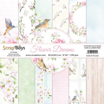 ScrapBoys - Designpapier "Flower Dreams" Paper Pack 8x8 Inch - 12 Bogen