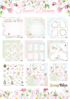 ScrapBoys - Designpapier "Flower Dreams" Paper Pack 8x8 Inch - 12 Bogen