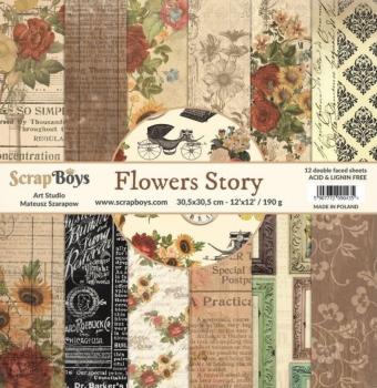 ScrapBoys - Designpapier "Flowers Story" Paper Pack 12x12 Inch - 12 Bogen