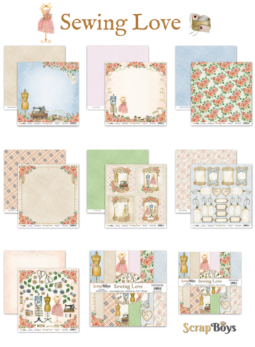 ScrapBoys - Designpapier "Sewing Love" Paper Pack 12x12 Inch - 12 Bogen