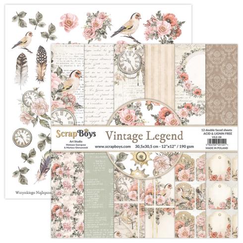 ScrapBoys - Designpapier "Vintage Legend" Paper Pack 12x12 Inch - 12 Bogen