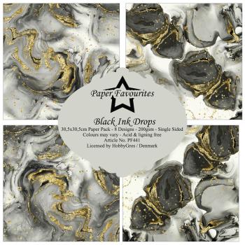 Paper Favourites - Designpapier "Black Ink Drops" Paper Pack 12x12 Inch 8 Bogen