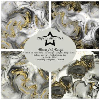 Paper Favourites - Designpapier "Black Ink Drops" Paper Pack 6x6 Inch - 24 Bogen