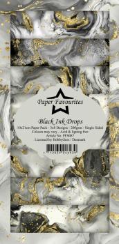 Paper Favourites - Designpapier "Black Ink Drops " Slim Paper Pack 3x8 Inch - 24 Bogen