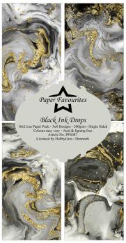 Paper Favourites - Designpapier "Black Ink Drops " Slim Paper Pack 3x8 Inch - 24 Bogen