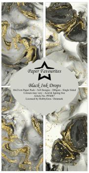 Paper Favourites - Designpapier "Black Ink Drops " Slim Paper Pack 3x8 Inch - 24 Bogen