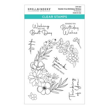 Spellbinders - Stempelset "Stylish Oval Birthday Wishes" Clear Stamps