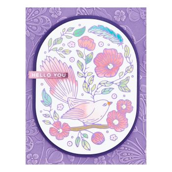 Spellbinders - Heißfolien-Platte "Stylish Oval Floral Bird" Hot Foil Plate