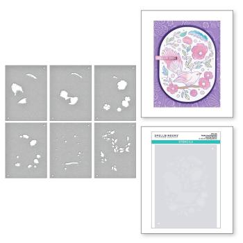 Spellbinders - Schablone "Stylish Oval Floral Bird" Layered Stencil