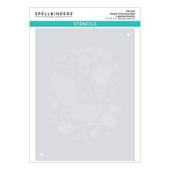 Spellbinders - Schablone "Stylish Oval Floral Bird" Layered Stencil