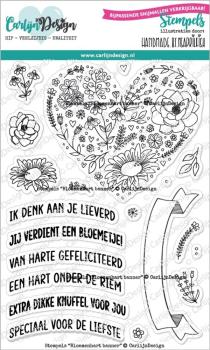 Carlijn Design - Stempelset "Bloemenhart Banner" Clear Stamp 