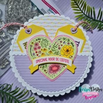 Carlijn Design - Stempelset "Bloemenhart Banner" Clear Stamp 