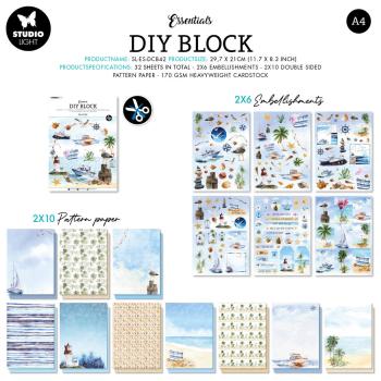 Studio Light - Designpapier - Stanzteile "Seaside " DIY Block A4 - 32 Bogen