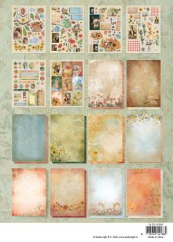 Studio Light - Designpapier - Stanzteile "Aged Wildflowers " DIY Block A4 - 32 Bogen