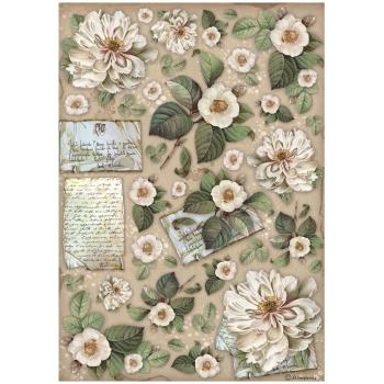 Stamperia - Decopatch Papier "Flowers and Letters" Decoupage A4 - 6 Bogen  