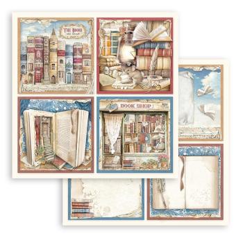 Stamperia - Designpapier "Vintage Library" Paper Pack 8x8 Inch - 10 Bogen