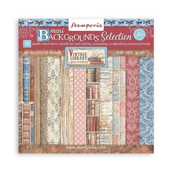 Stamperia - Designpapier "Vintage Library" Paper Pack 12x12 Inch - 10 Bogen