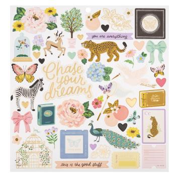 American Crafts - Aufkleber "Woodland Grove"  Foam Sheet Sticker 12x12 Inch