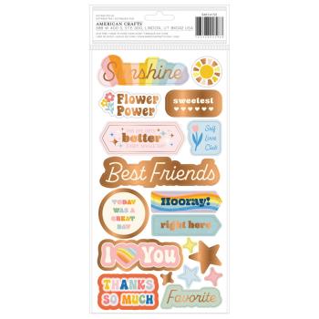 American Crafts - Aufkleber "Flower Child Phrase" Chipboard Sticker