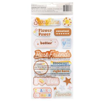 American Crafts - Aufkleber "Flower Child Phrase" Chipboard Sticker