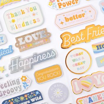 American Crafts - Aufkleber "Flower Child Phrase" Chipboard Sticker