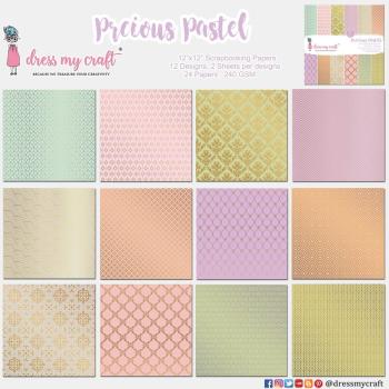 Dress My Craft - Designpapier "Precious Pastels" Paper Pack 6x6 Inch - 24 Bogen