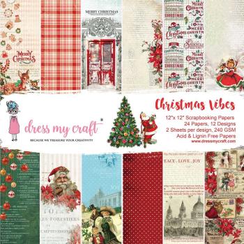 Dress My Craft - Designpapier "Christmas Vibes" Paper Pack 12x12 Inch - 24 Bogen