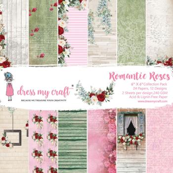 Dress My Craft - Designpapier "Romantic Roses" Paper Pack 6x6 Inch - 24 Bogen