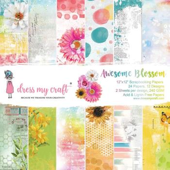 Dress My Craft - Designpapier "Awesome Blossom" Paper Pack 12x12 Inch - 24 Bogen