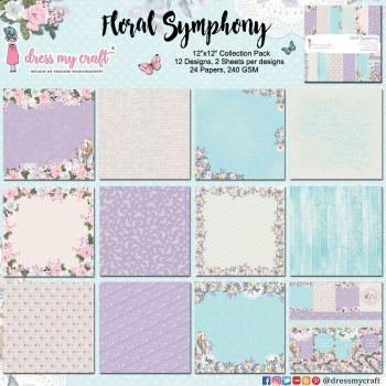 Dress My Craft - Designpapier "Floral Symphony" Paper Pack 12x12 Inch - 24 Bogen