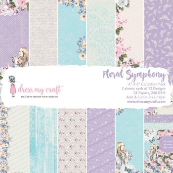 Dress My Craft - Designpapier "Floral Symphony" Paper Pack 6x6 Inch - 24 Bogen