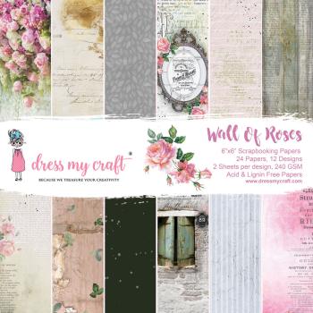Dress My Craft - Designpapier "Wall of Roses" Paper Pack 6x6 Inch - 24 Bogen