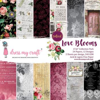 Dress My Craft - Designpapier "Love Blooms" Paper Pack 6x6 Inch - 24 Bogen