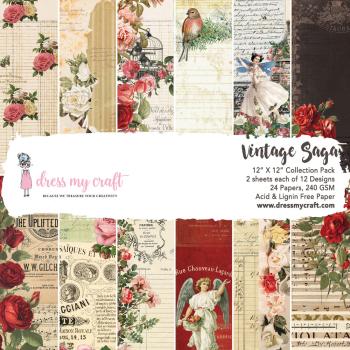 Dress My Craft - Designpapier "Vintage Saga" Paper Pack 12x12 Inch - 24 Bogen