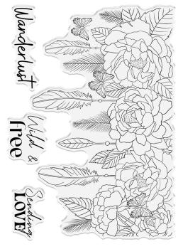 Crafters Companion - Stempelset "Enchanting Floral Feather" Clear Stamps