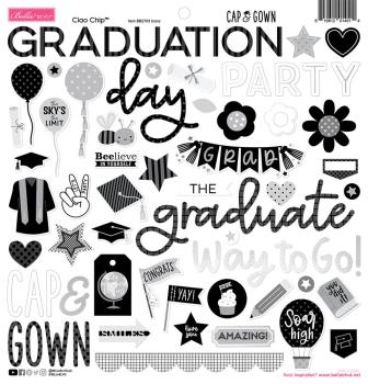 Bella BLVD - Chipboard Aufkleber "Cap & Gown Ciao" Chipboard Icons