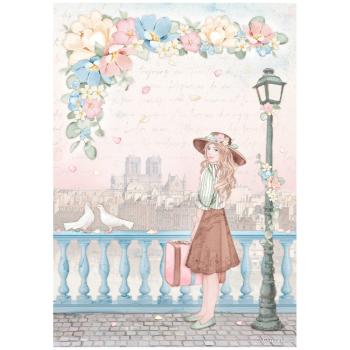 Stamperia - Decopatch Papier "Girl with Suitcase" Decoupage A4 - 6 Bogen  