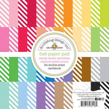 Doodlebug Design - Designpapier "Candy Stripe-sprinkles Rainbow" Paper Pack 6x6 Inch - 24 Bogen