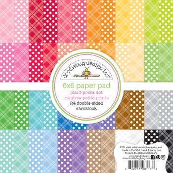 Doodlebug Design - Designpapier "Plaid-Polka Dot Rainbow" Paper Pack 6x6 Inch - 24 Bogen