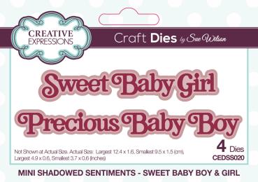 Creative Expressions - Stanzschablone "Mini Shadowed Sentiments Sweet Baby Boy & Girl" Craft Dies