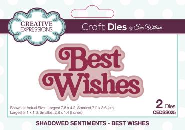 Creative Expressions - Stanzschablone "Shadowed Sentiments Best Wishes" Craft Dies Design by Sue Wilson