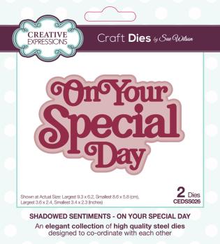 Creative Expressions - Stanzschablone "Shadowed Sentiments On Your Special Day" Craft Dies Design by Sue Wilson