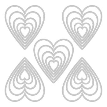 Sizzix - Stanzschablone "Stacked Tiles Hearts" Thinlits Craft Dies by Tim Holtz