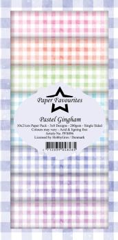 Paper Favourites - Designpapier "Pastel Gingham " Slim Paper Pack 3x8 Inch - 24 Bogen